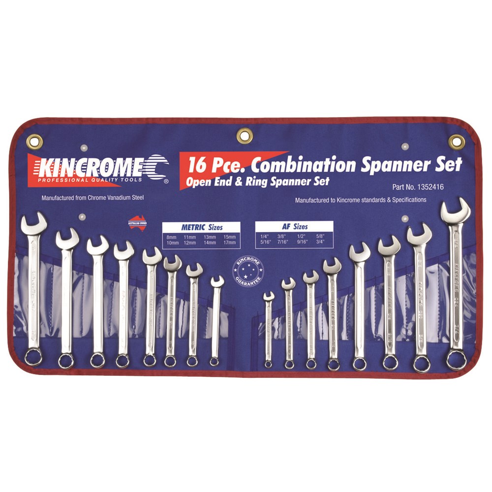 KINCROME SPANNER SET COMBO 16PC AF/M